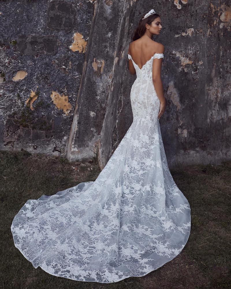123112 lace mermaid wedding dress with sleeves and straight neckline3
